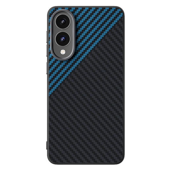 ABEEL Калъф за Samsung Galaxy S25 Edge, Carbon Fiber, за MagSafe, черно / синьо