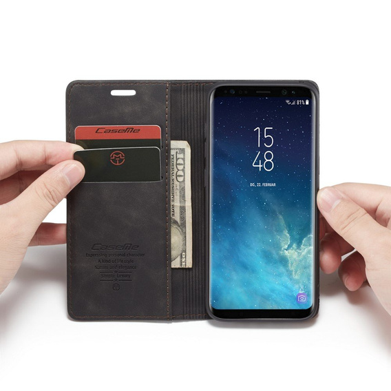 CASEME калъф за Samsung Galaxy S8, Leather Wallet Case, черен