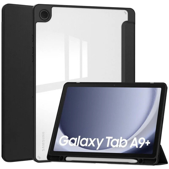 Калъф за Samsung Galaxy Tab A9+, Smartcase Hybrid, с място за стилус, черен