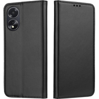 Калъф с капак за Oppo A18 4G / A38 4G, Smart Magnetic, черен + 9H стъкло