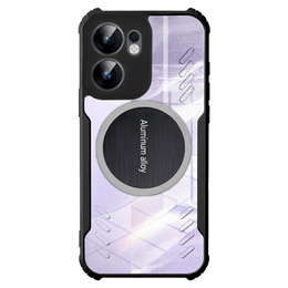 Калъф за Oppo Reno 13F / Oppo Reno 13FS, с магнитна пластина, прозрачен / черен