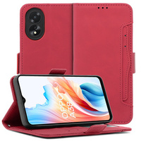 Калъф с капак за Oppo A38 4G / Oppo A18 4G, Card Slot, червен