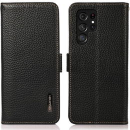 KHAZNEH RFID калъф за Samsung Galaxy S24 Ultra, Litchi Texture, черен