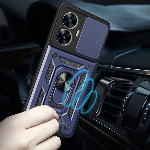Брониран калъф за Realme C55, CamShield Slide, син