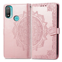 Калъф с капак за Motorola Moto E20/E30/E40, Mandala, розов rose gold