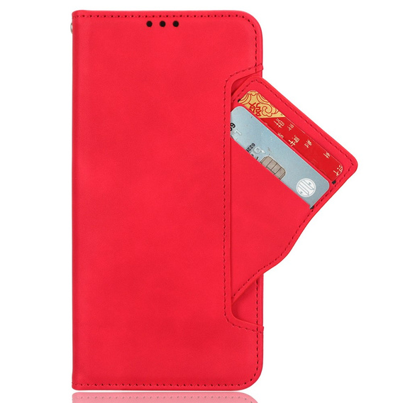 Калъф с капак за Xiaomi Redmi 13, Card Slot, червен