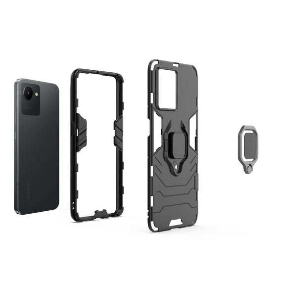 Калъфи за Realme C30 / Narzo 50i Prime, Kickstand Ring, черен