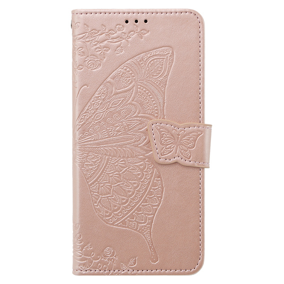 Калъф с капак за Samsung Galaxy M34 5G, Butterfly, розов rose gold