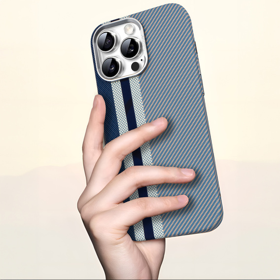 Калъфът за iPhone 16 Pro, Carbon Fiber MagSafe, син
