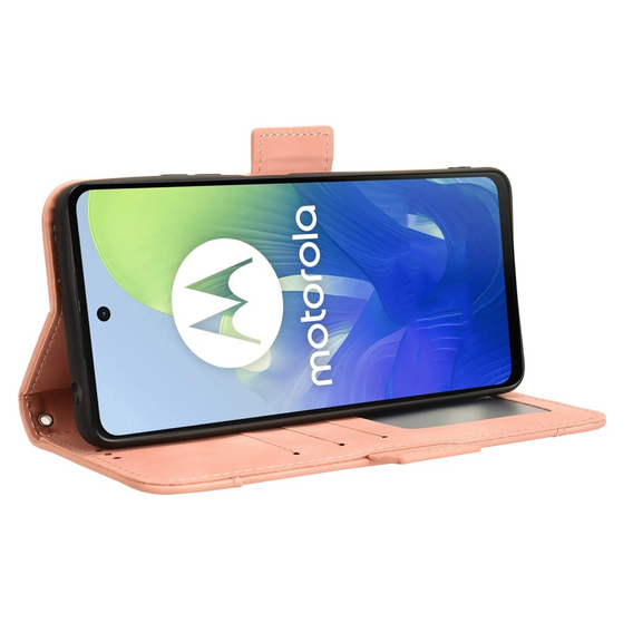 Калъф с капак за Motorola Moto E14, Card Slot, розов