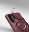 Брониран калъф за Samsung Galaxy S25, Dexnor CamProtect MagSafe, червен (Две рамки)