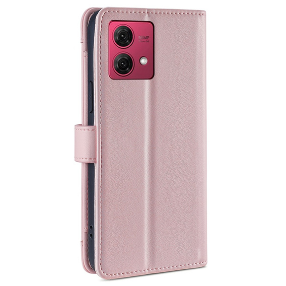 Калъф с капак за Motorola Moto G84 5G, Wallet Zipper Pocket, розов