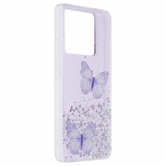 Калъф за Xiaomi 13T / 13T Pro / Redmi K60 Ultra, Glitter Butterfly, лилав