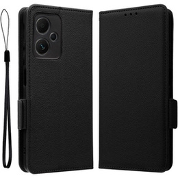 Калъф с капак за Xiaomi Redmi Note 12 5G / POCO X5 5G, Wallet Litchi Magnet, черен