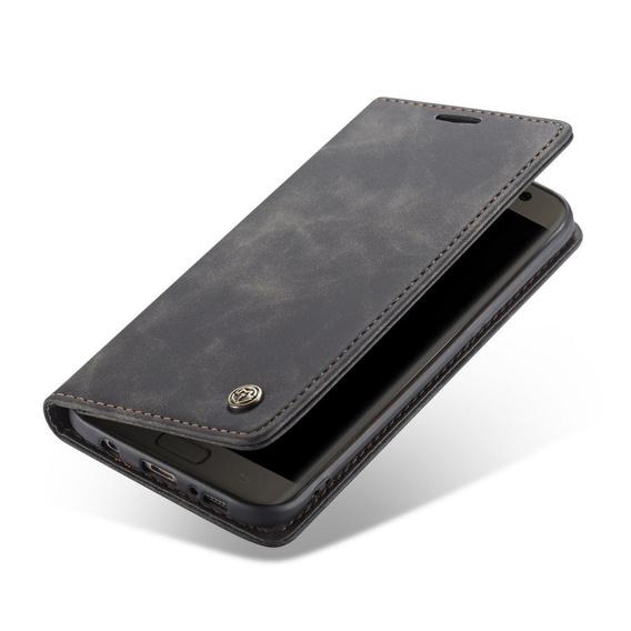 CASEME калъф за Samsung Galaxy S7 Edge, Leather Wallet Case, черен