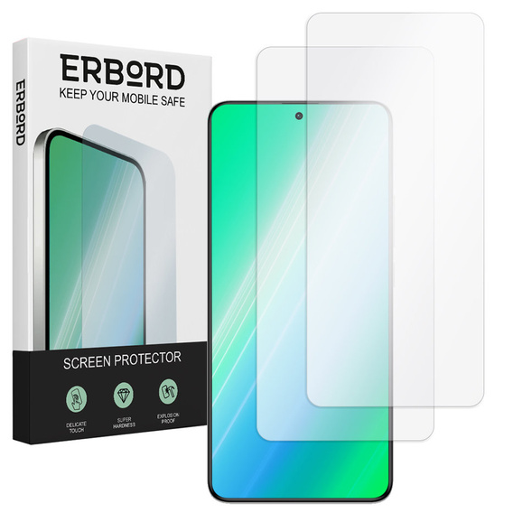 2x Закалено стъкло за Xiaomi Redmi Note 12S, ERBORD 9H Hard Glass на екрана