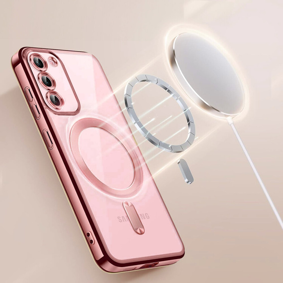 Калъф за Samsung Galaxy S23, Electro MagSafe, розов rose gold + стъкло за екран