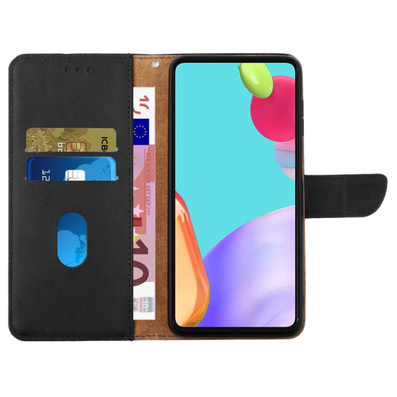 Калъф с капак за Realme C67, Split Leather Wallet, черен