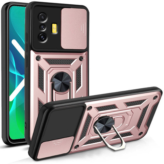 Брониран калъф за Xiaomi Poco F4 GT, CamShield Slide, розов rose gold