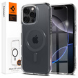Калъфът MagSafe Spigen за iPhone 16 Pro Max, Ultra Hybrid, прозрачен / сив + 9H закалено стъкло