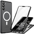 Магнитен калъф с двойно стъкло MagSafe за Samsung Galaxy S24+ Plus, черен