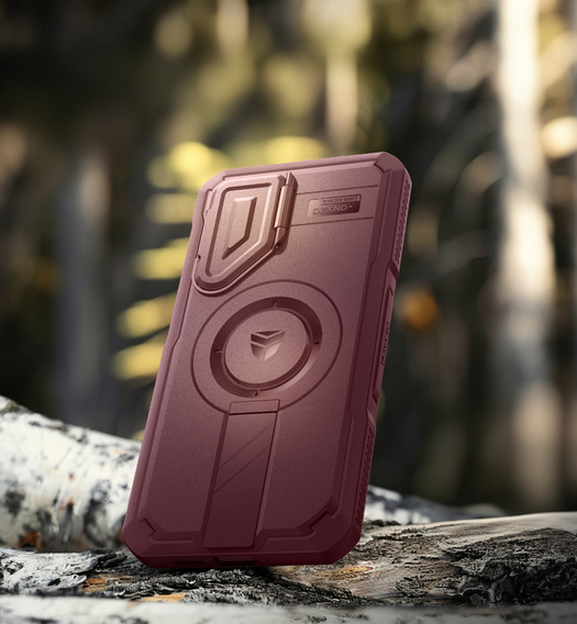 Брониран калъф за Samsung Galaxy S25+ Plus, Dexnor CamProtect MagSafe, червен (Две рамки)