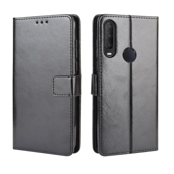 Калъф с капак за Alcatel 1S/1V/3L, Crazy Horse Wallet, черен