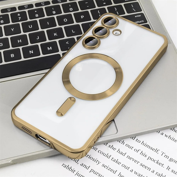 Калъф за Samsung Galaxy A55 5G, Electro MagSafe, златен + стъкло за екран