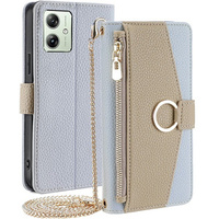 Калъфът с цип Wallet Zipper Pocket за Motorola Moto G54 5G, Wallet Zipper Pocket, с огледало, син