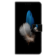 Калъф с капак за Xiaomi Redmi Note 12 4G, Wallet, feathers, черен