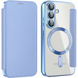Калъф с капак за Samsung Galaxy S25+ Plus, RFID Wallet MagSafe CamShield, син