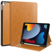 Калъф за iPad 10.2 2021 / 2020 / 2019, Business Card and Pen Slot, кафяв