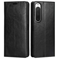 Калъф с капак за Sony Xperia 10 IV, Split Leather Wallet, черен