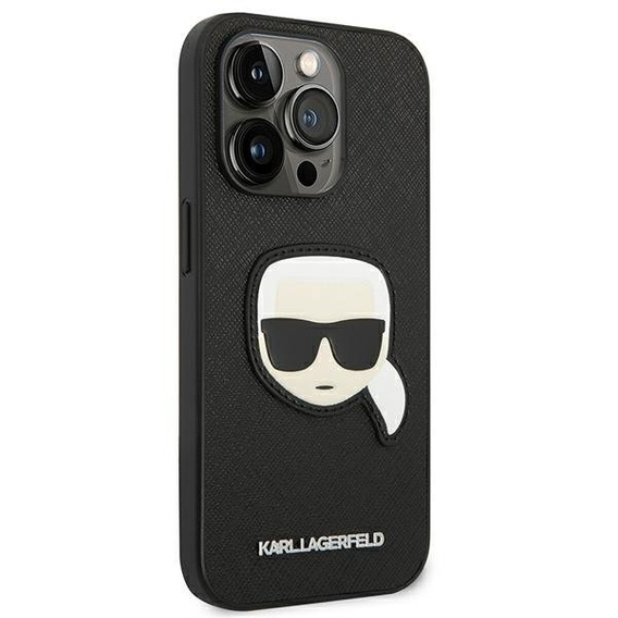 Калъфи Karl Lagerfeld за iPhone 14 Pro Max, Saffiano Karl's Head Patch, черен