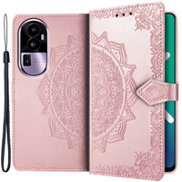 Калъф с капак за Oppo Reno 10 / 10 Pro, Mandala, розов rose gold