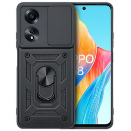 Брониран калъф за Oppo A58 4G, CamShield Slide, черен