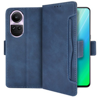 Калъф с капак за Oppo Reno 10 / 10 Pro, Card Slot, тъмносин