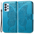 Калъф с капак за Samsung Galaxy A53 5G, Butterfly, син