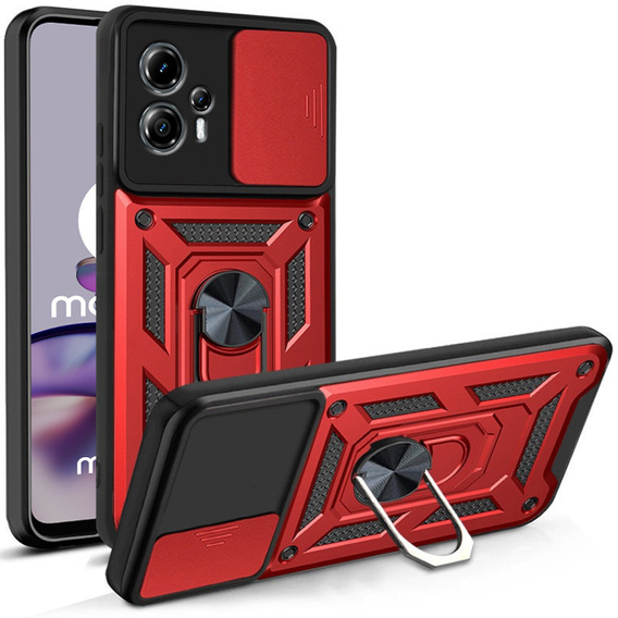 Брониран калъф за Motorola Moto G13 / G23, CamShield Slide, червен