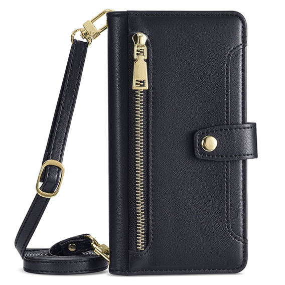 Калъф с капак за Motorola Moto G84 5G, Wallet Zipper Pocket, черен