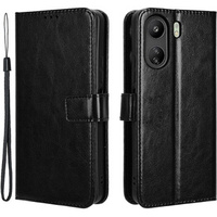 Калъф с капак за Xiaomi Redmi 13C / Poco C65, Crazy Horse Wallet, черен