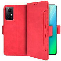 Калъф с капак за Xiaomi Redmi Note 12S, Card Slot, червен