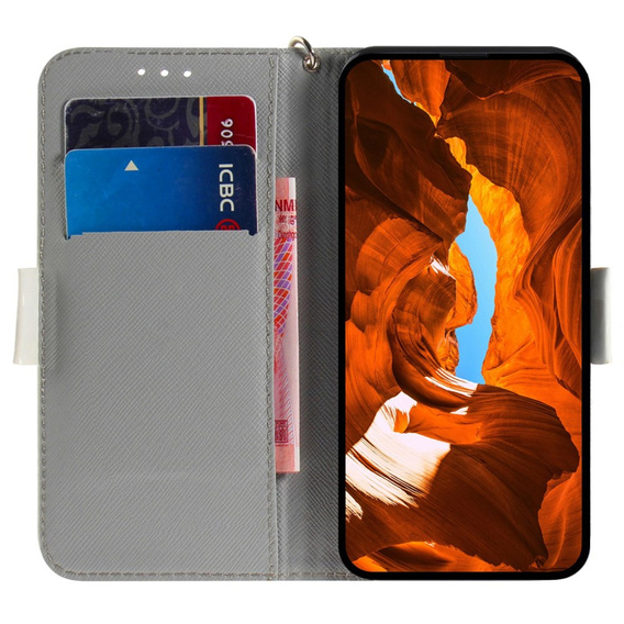 Калъф с капак за Motorola Moto E22 / E22i, Wallet, flowers, бял