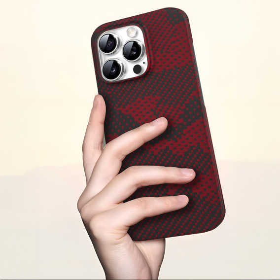 Калъфът iPhone 16 Pro Max, Aramid Fiber MagSafe, червен