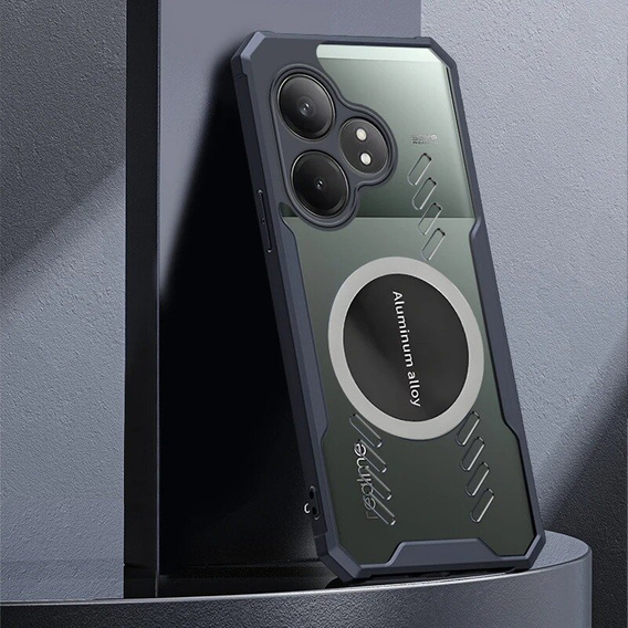 Калъф за Realme GT 6 / 6T, с магнитна пластина, прозрачен / черен