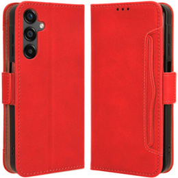 Калъф с капак за Samsung Galaxy M35, Card Slot, червен
