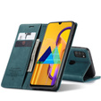 CASEME калъф за Samsung Galaxy M21, Leather Wallet Case, син