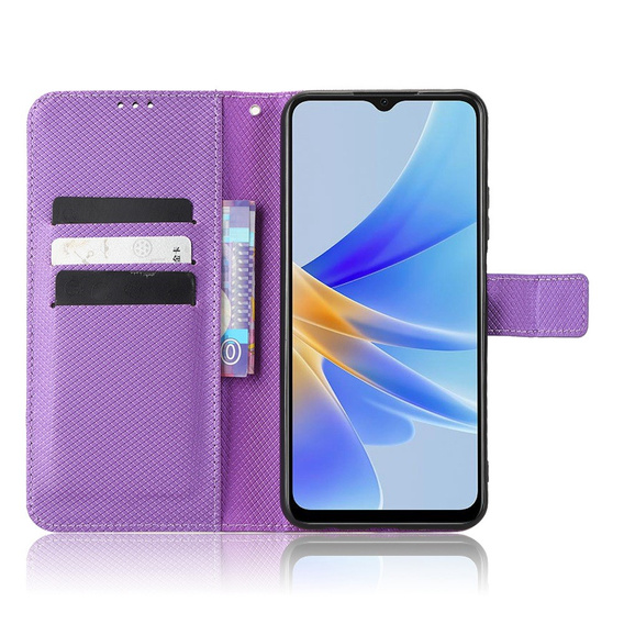 Калъф с капак за Oppo A17, Wallet Smart Magnet, лилав