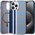 Калъфът за iPhone 15 Pro Max, Carbon Fiber MagSafe, син