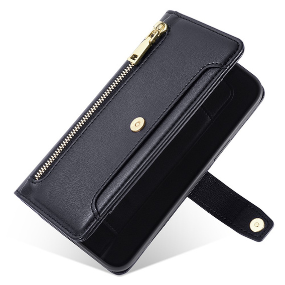 Калъф с капак за Motorola Moto G84 5G, Wallet Zipper Pocket, черен